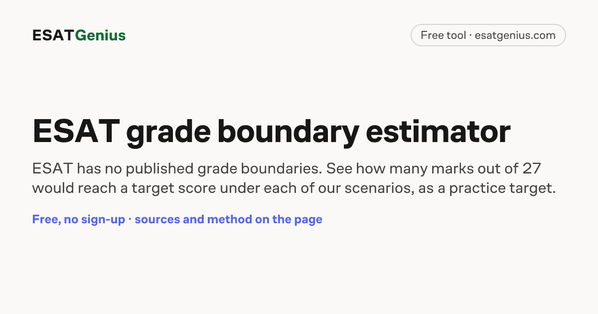 ESAT Grade Boundaries: Marks out of 27 for a 6, 7 or 9
